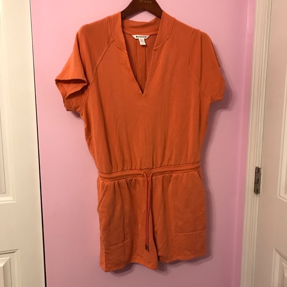 Athleta Stretchy Breathable Balance Romper Orange Soft Persimmon Size L